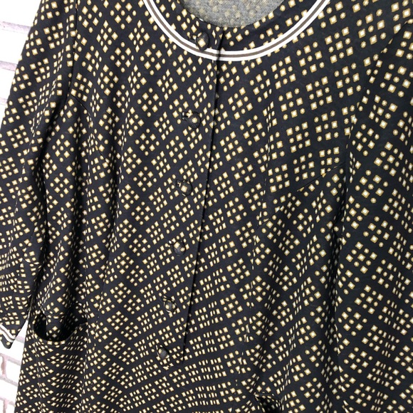 Vintage Patterned Midi Thick Knit House Dress - Bust 40 - Size 10 - 12 - Picture 5 of 10